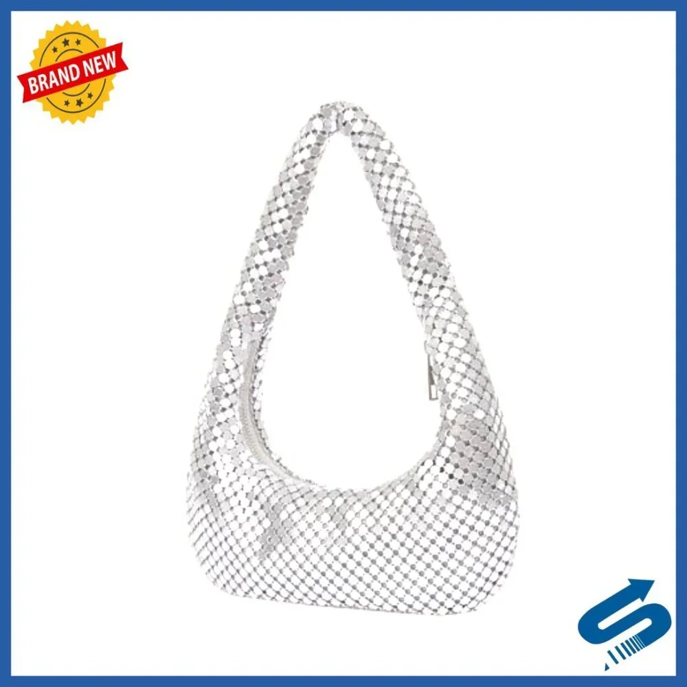 Metallic Glitter Sequin Hobo Bag Evening Party Elegant Chic Handbag